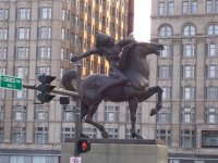 Native on horse statue